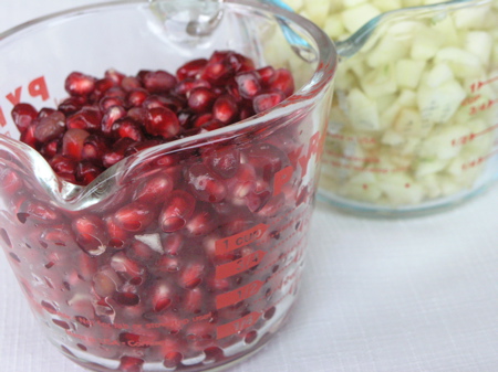 One Cup Each of Pomegranate Arils and Diced Apples