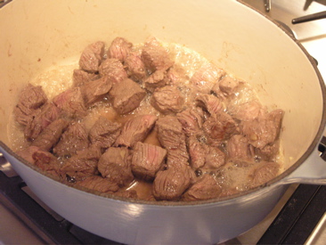 The beef started to steam because it was overcrowded in the pan.