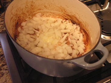Sautée the onions until they soften, about 8 minutes.