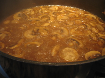 I add the Marsala wine and let it reduce by half.